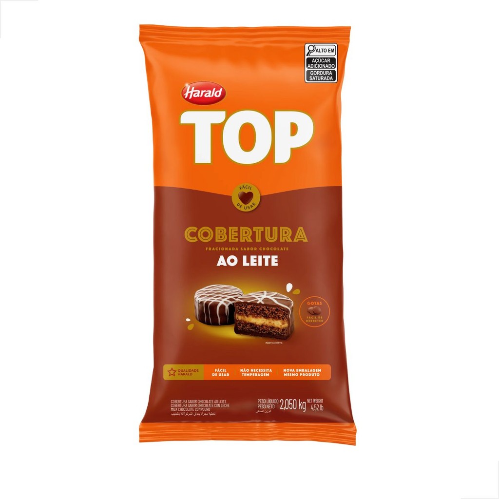 Cobertura de Chocolate Top Ao Leite Fracionada 2,05kg - Gotas Harald