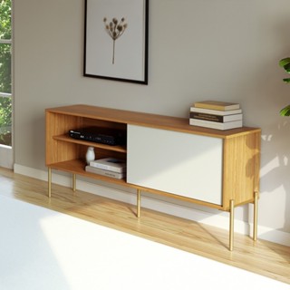 Rack 144cm com 1 Porta de Correr Florença - Freijó/Off White em Oferta na Shopee