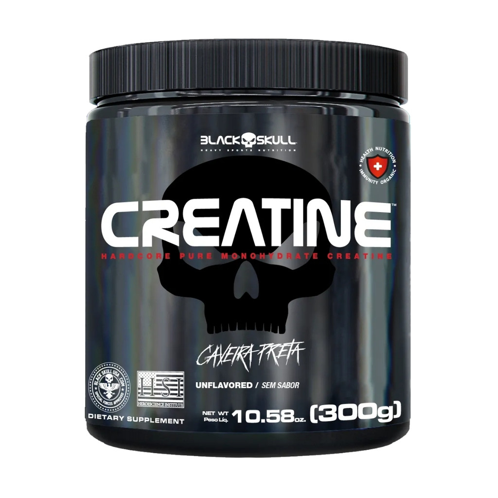 Creatina Creatine Monohidratada Pura Pote 300g Black Skull