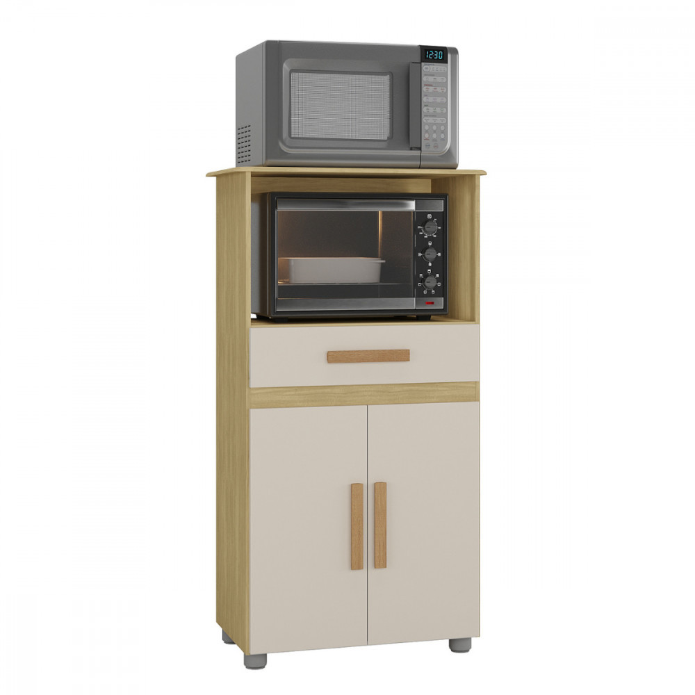 Balcão para Microondas e Forno Havana New Wood com Off White Atualle - Home & Living