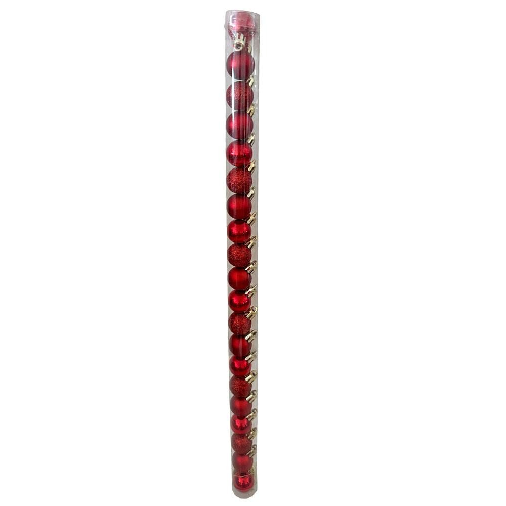 Detalhes do Tubo Bola de Natal  20 Peças Cazza Vermelha
