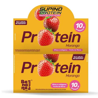Supino Protein Zero sabor Morango display com 12 barras de 30g - Banana Brasil em Oferta na Shopee