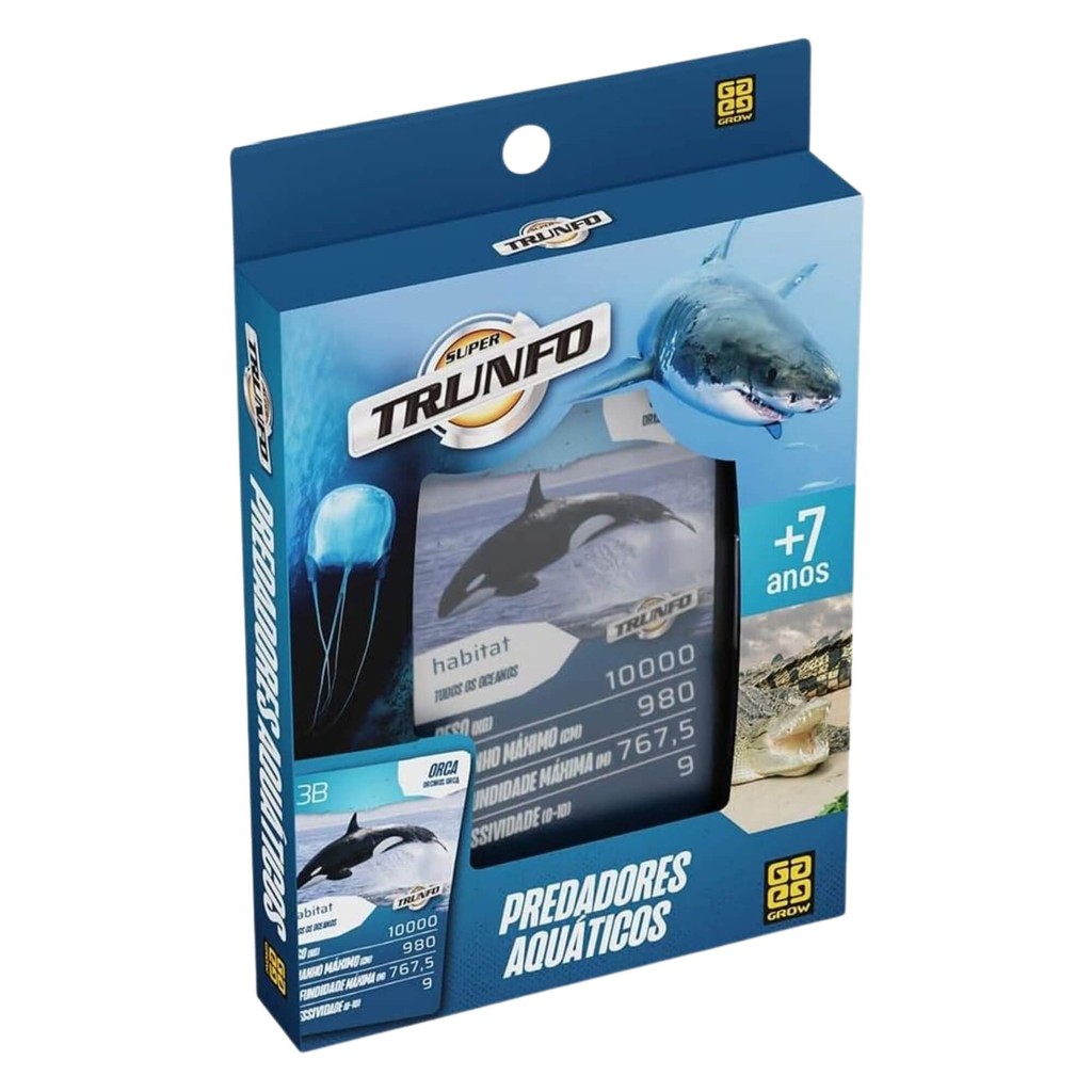 Brinquedo Infantil Jogo de Cartas Super Trunfo Predadores Aquáticos Grow - 04361 em Oferta na Shopee