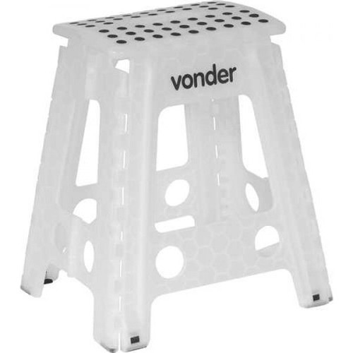 Banqueta plástica dobrável branca altura 450 mm VONDER em Oferta na Shopee