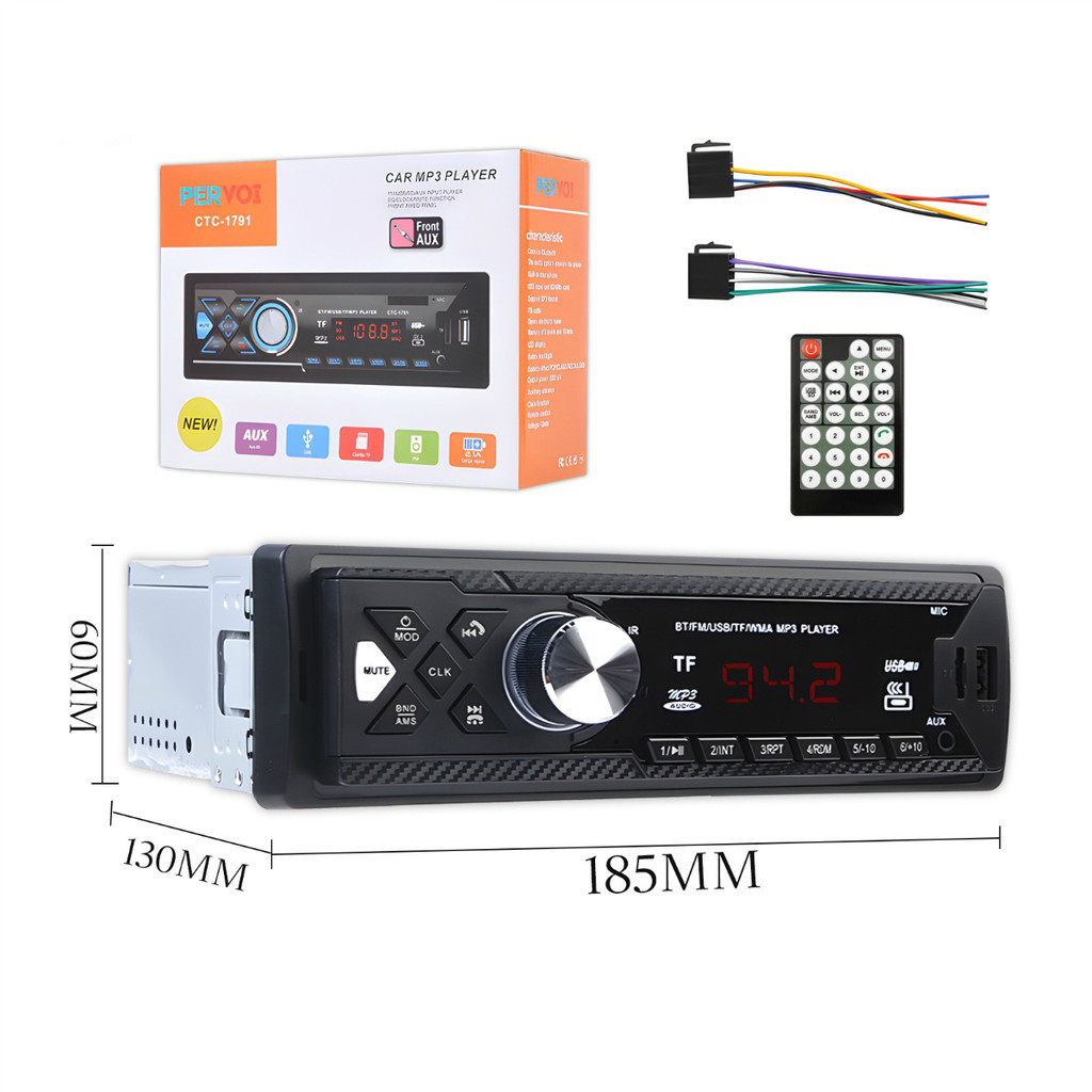 Rádio Automotivo Bluetooth CTC-1971 MP3 FM USB SD AUX LED Backlight Som Automotivo 1 DIN Universal
