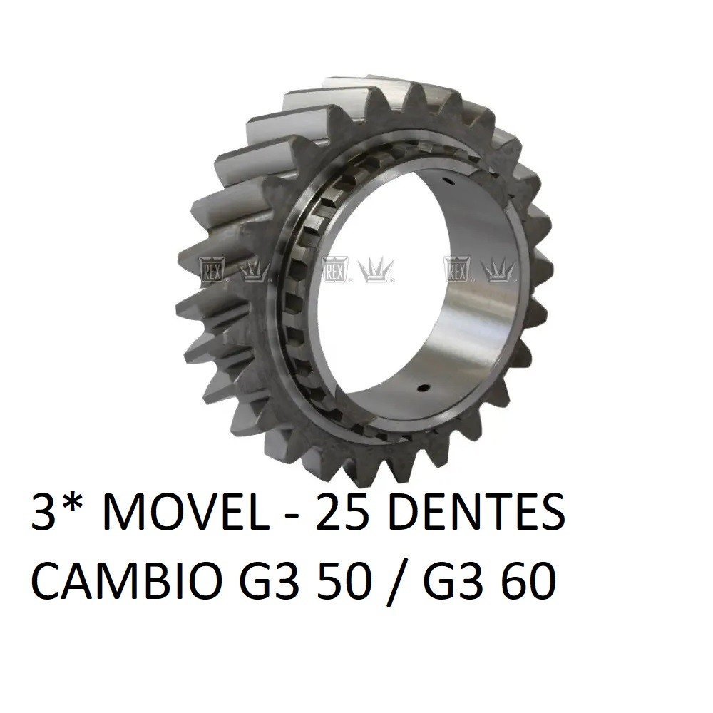 * ENGRENAGEM DA 3* MOVEL (25 DENTES) DO CAMBIO G3 50 - G3 60 - MERCEDES BENZ 1214 / 1418 / 1618 / 2014