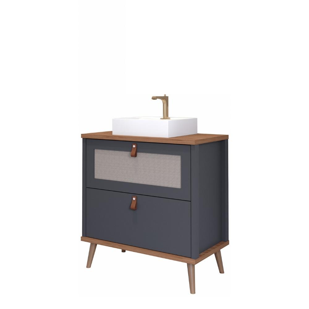 Gabinete Para Banheiro Vêneto Titanium/Freijó MGM Móveis 60cm em Oferta na Shopee