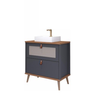 Gabinete Para Banheiro Vêneto Titanium/Freijó MGM Móveis 60cm em Oferta na Shopee