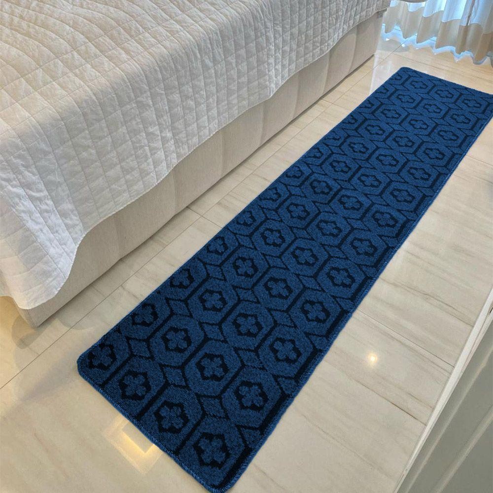 Passadeira Carpete Sala Quarto Geométrico 0,50 X 3,00 Titulo Cor Azul - Home & Living