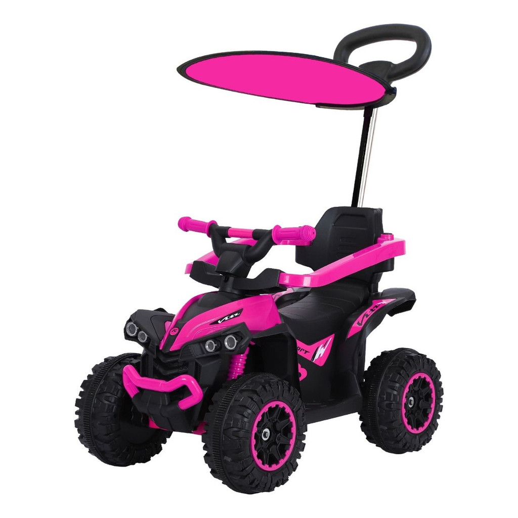 Quadriciclo Elétrico Rosa Com Cobertura E Empurrador 6v