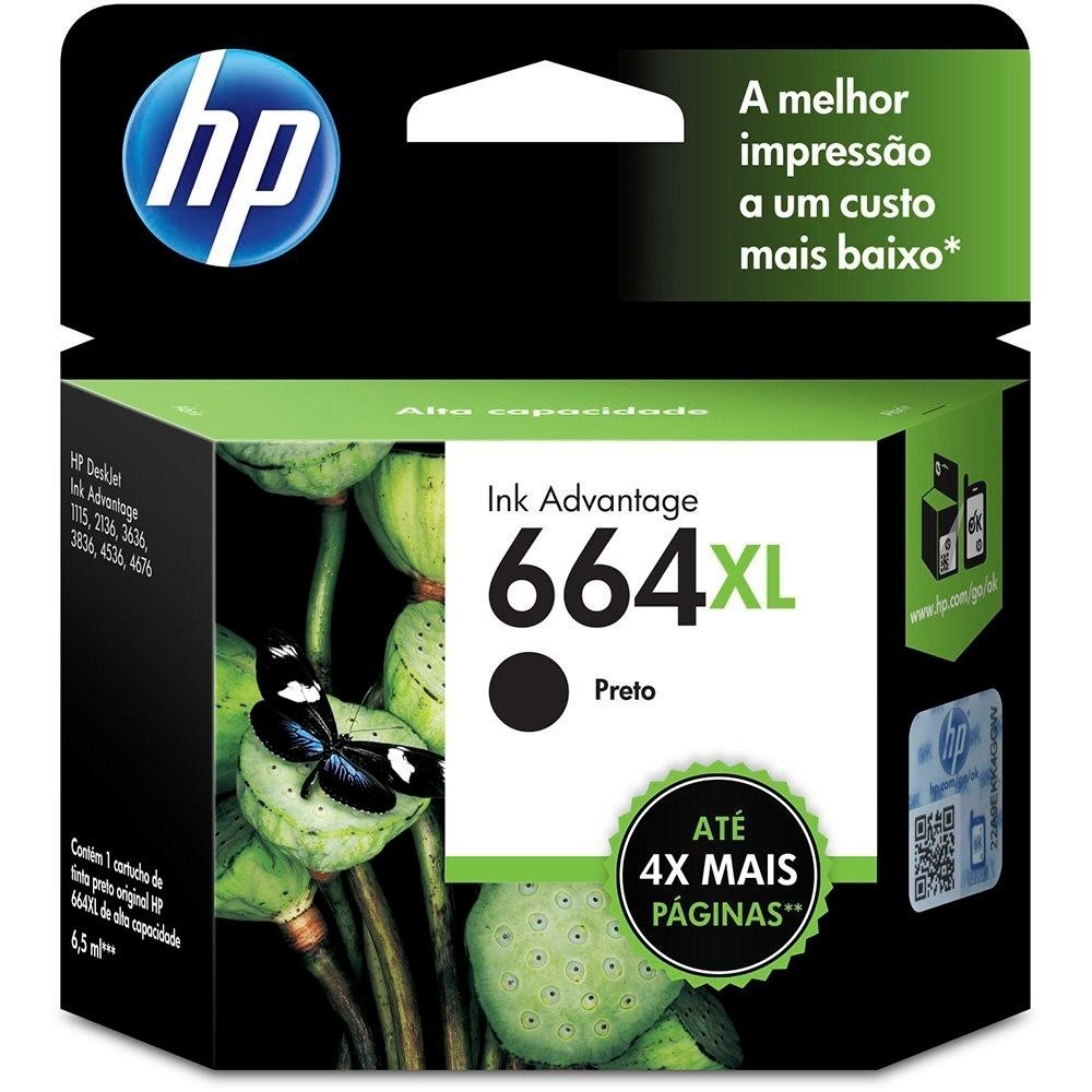 Cartucho De Tinta Hp 664xl Preto F6v31ab em Oferta na Shopee