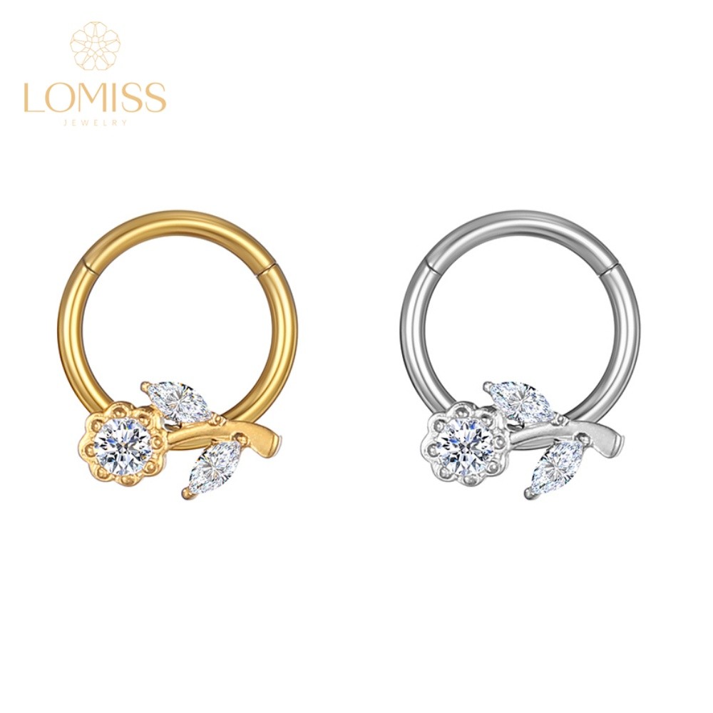 Lomiss Piercing Septril Rook Conch Nariz Argola Aço Cirúrgico Segmento Articulado Flor Zircônia Cravejada em Oferta na Shopee