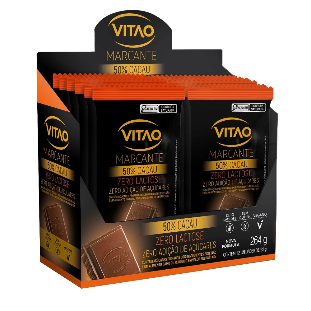 Kit Chocolate Sem Lactose Zero Açúcar Marcante 22G - 12 Unidades - Food & Beverages