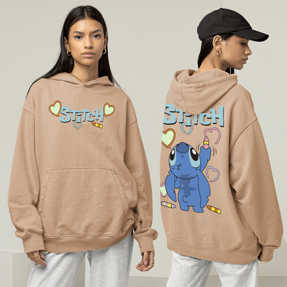 Blusa De frio Feminina Moletom Lilo & Stitch Casaco Com Capuz Em Algodão Desenho Fofo Presente