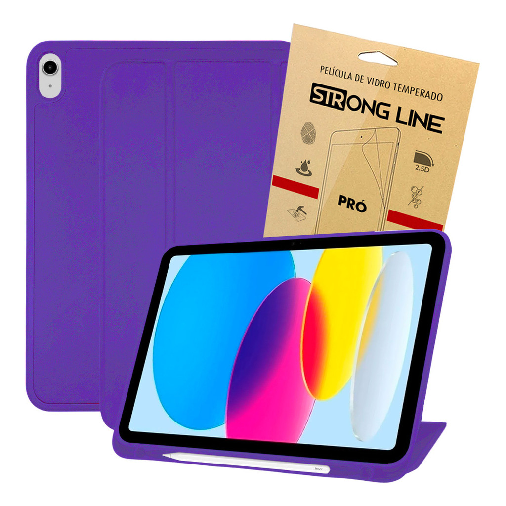 Capa Smart para iPad A16 11ª Geração com Suporte para Caneta Película Protetora Função Sleep/Wake e Fecho Magnético