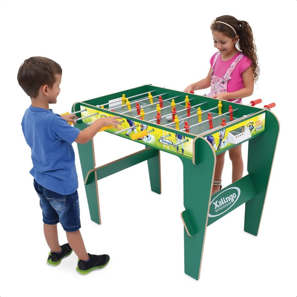 Mesa de Pebolim Infantil Jogo Futebol de Mesa Super Copa Madeira Xalingo 67354 Brinquedo Infantil