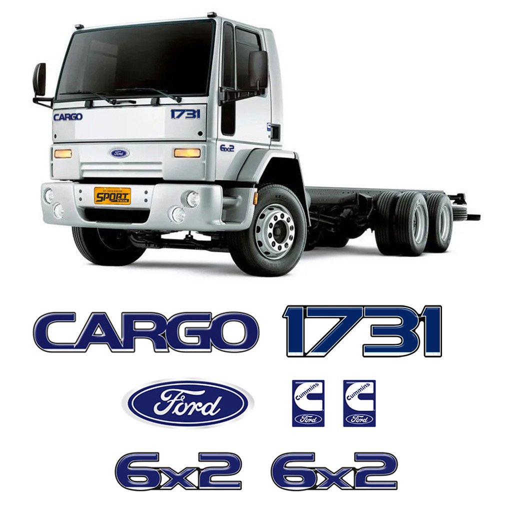 Kit Adesivos Caminhão Cargo 1731 6x2 Emblema Caminhão Ford