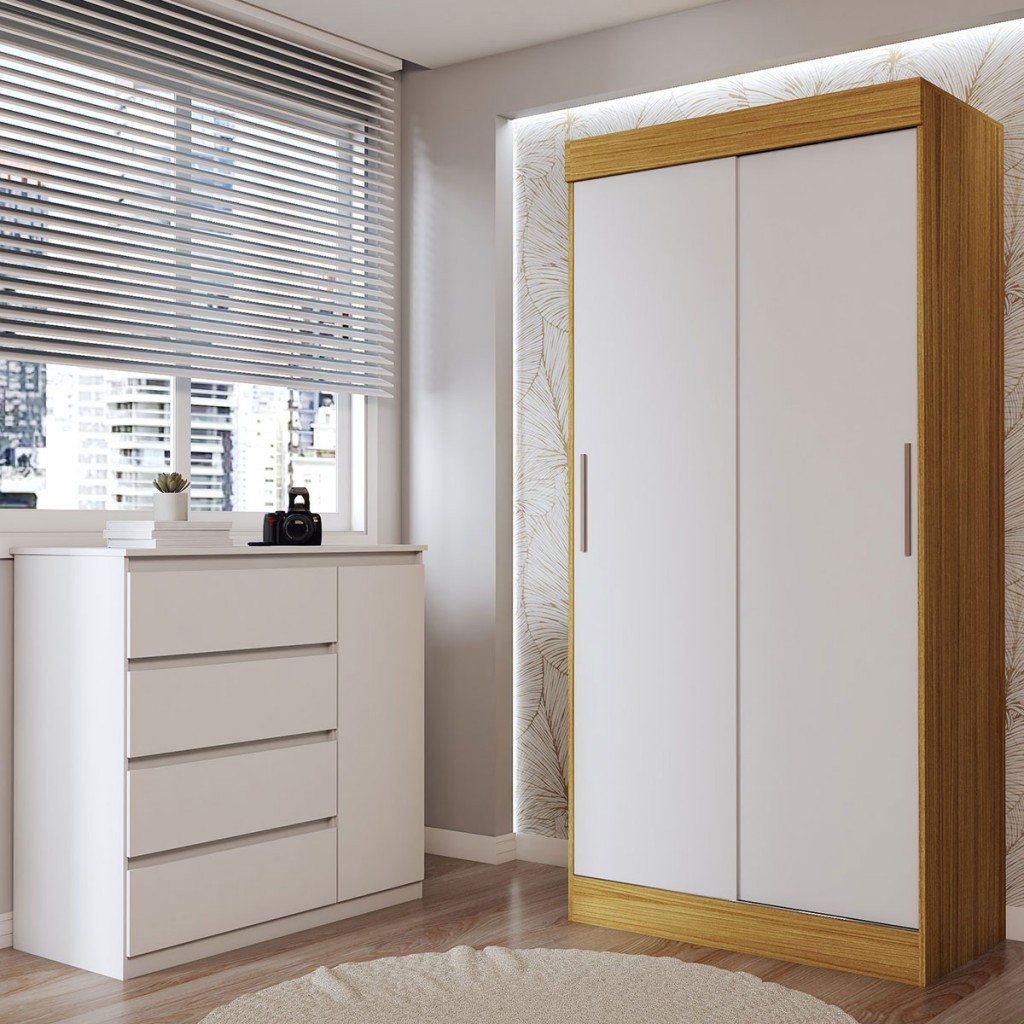 Guarda-Roupa Solteiro Lupin 2 Portas 2 Gavetas e Cômoda 4 Gavetas - Panorama Móveis em Oferta na Shopee