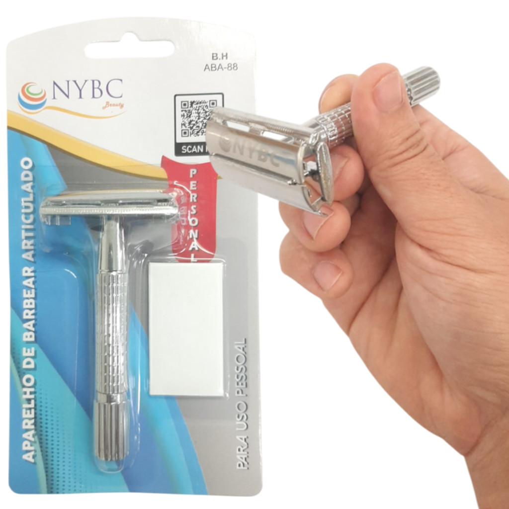 Aparelho De Barbear Classico, Articulado C/ Lamina Inox NYBC