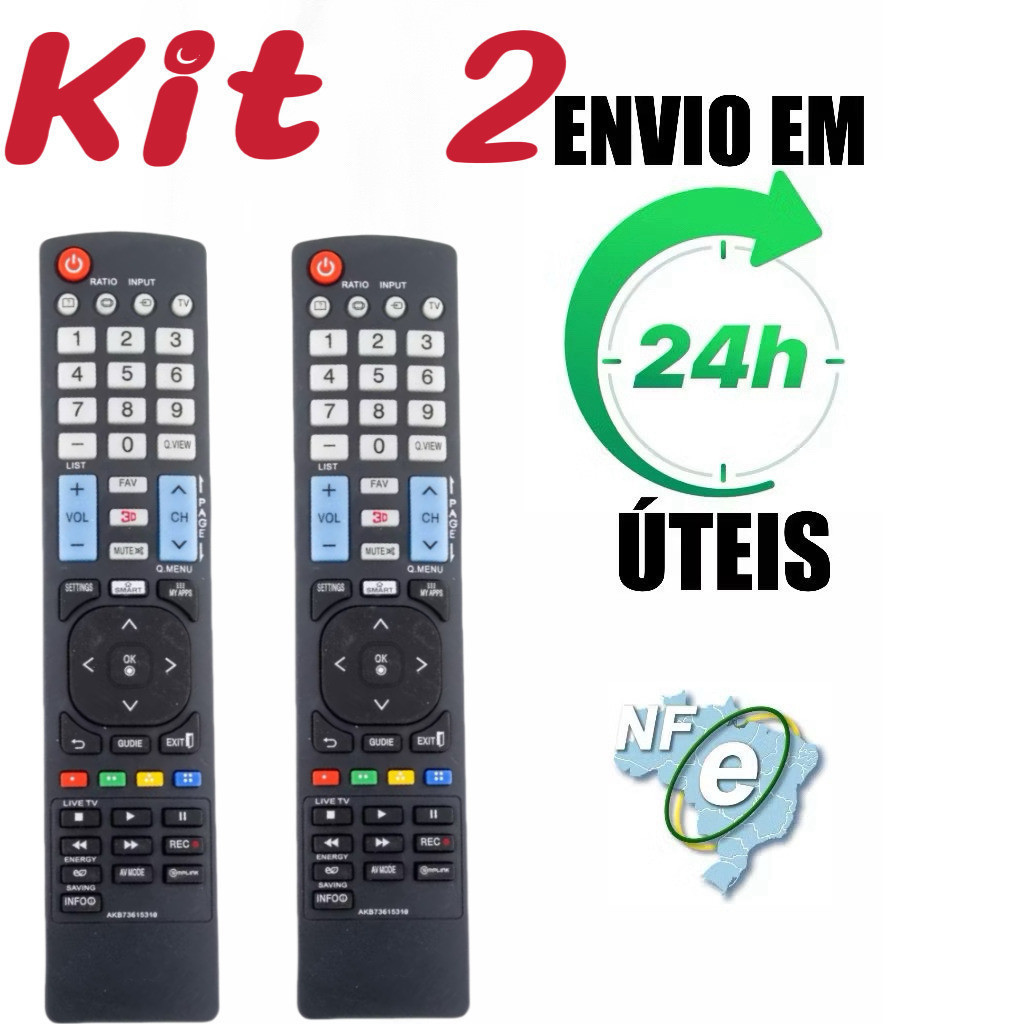 Kit 2 Controle remoto compatível com TV de plasma LCD LED 3D  HAI-7954   ANJGG