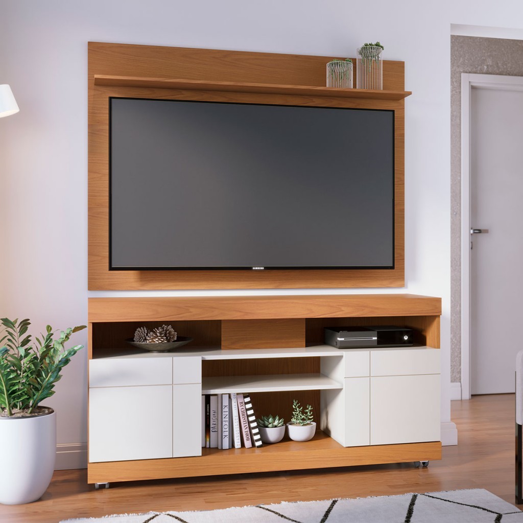 Rack com Painel para TV Até 55 Polegadas Bello 2 Portas - Pnr Móveis em Oferta na Shopee