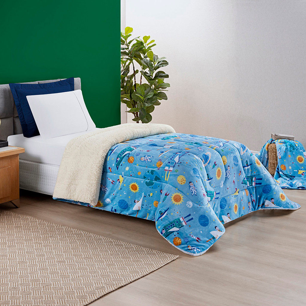 Coberdrom E Manta Solteiro Bouti Kids Estampado 1 Peça Infantil Toque Super Macio Flannel e Sherpa em Oferta na Shopee