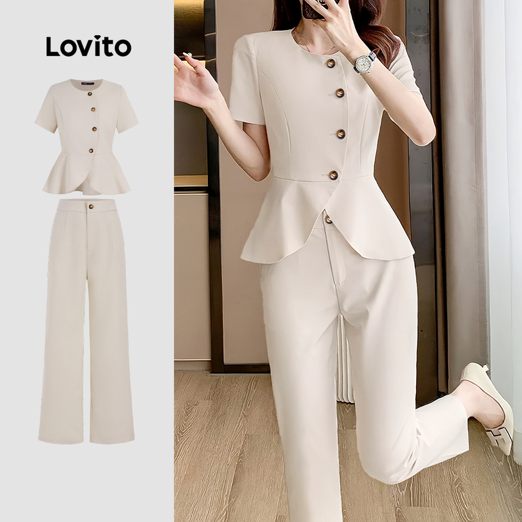 Lovito Tops Ou Calças Elegantes, Simples E De Verão/primavera Para Mulheres L132ED168