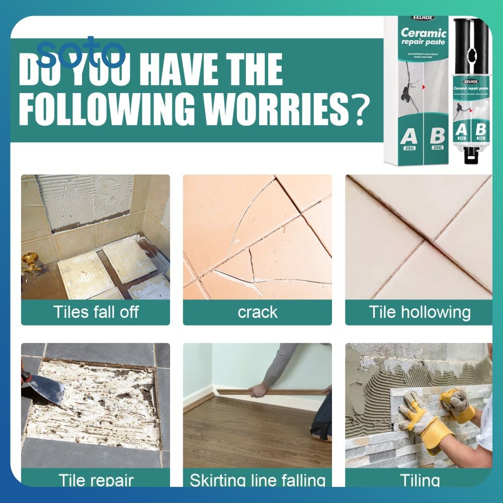 Creme Prático Para Reparo De Pisos E Azulejos SOTO, Agente Universal De Reparo Cerâmico, Secagem Rápida, à Prova D em Oferta na Shopee
