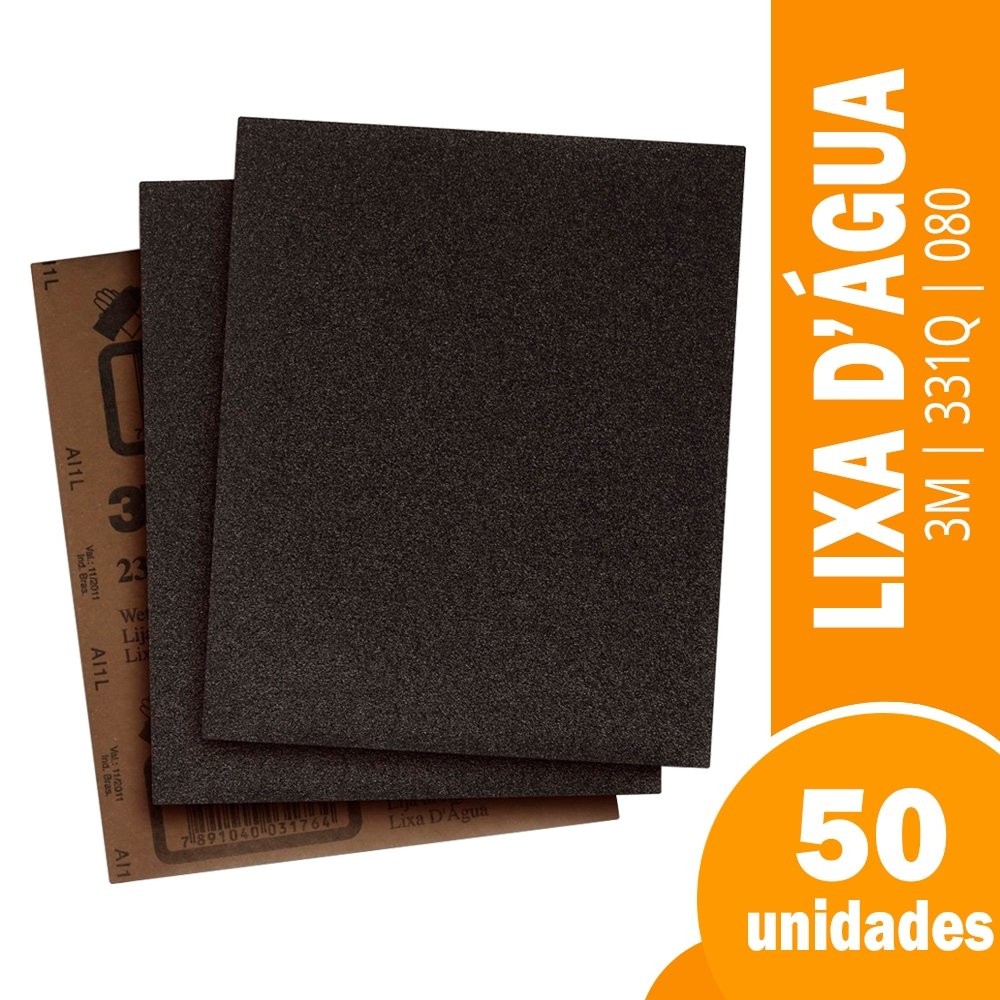 Lixa 3M D'agua 331Q 080 Embalagem com 50 Unidades