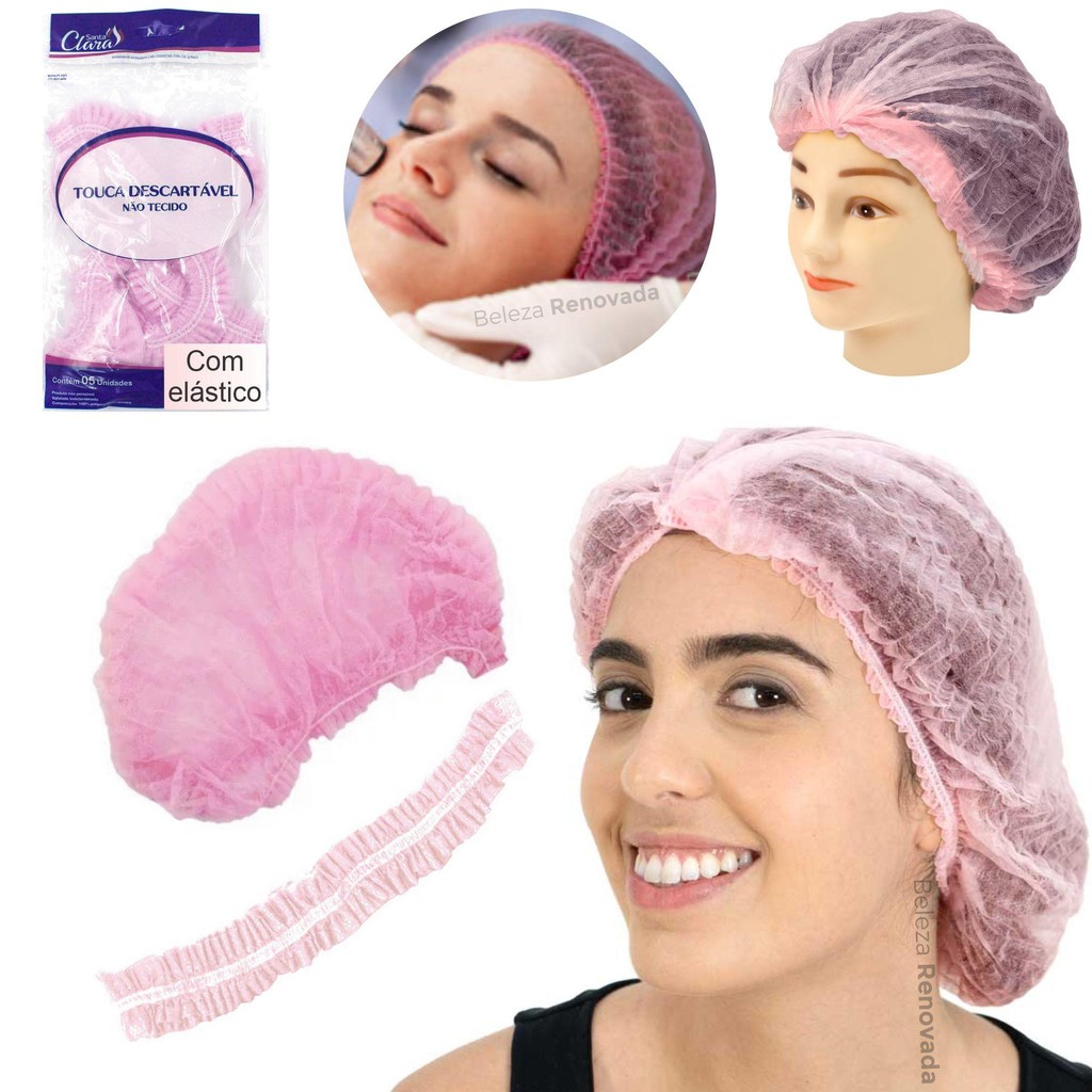 5 Touca Descartável Tnt Com Elástico Sanfonada Epi C/ Anvisa em Oferta na Shopee