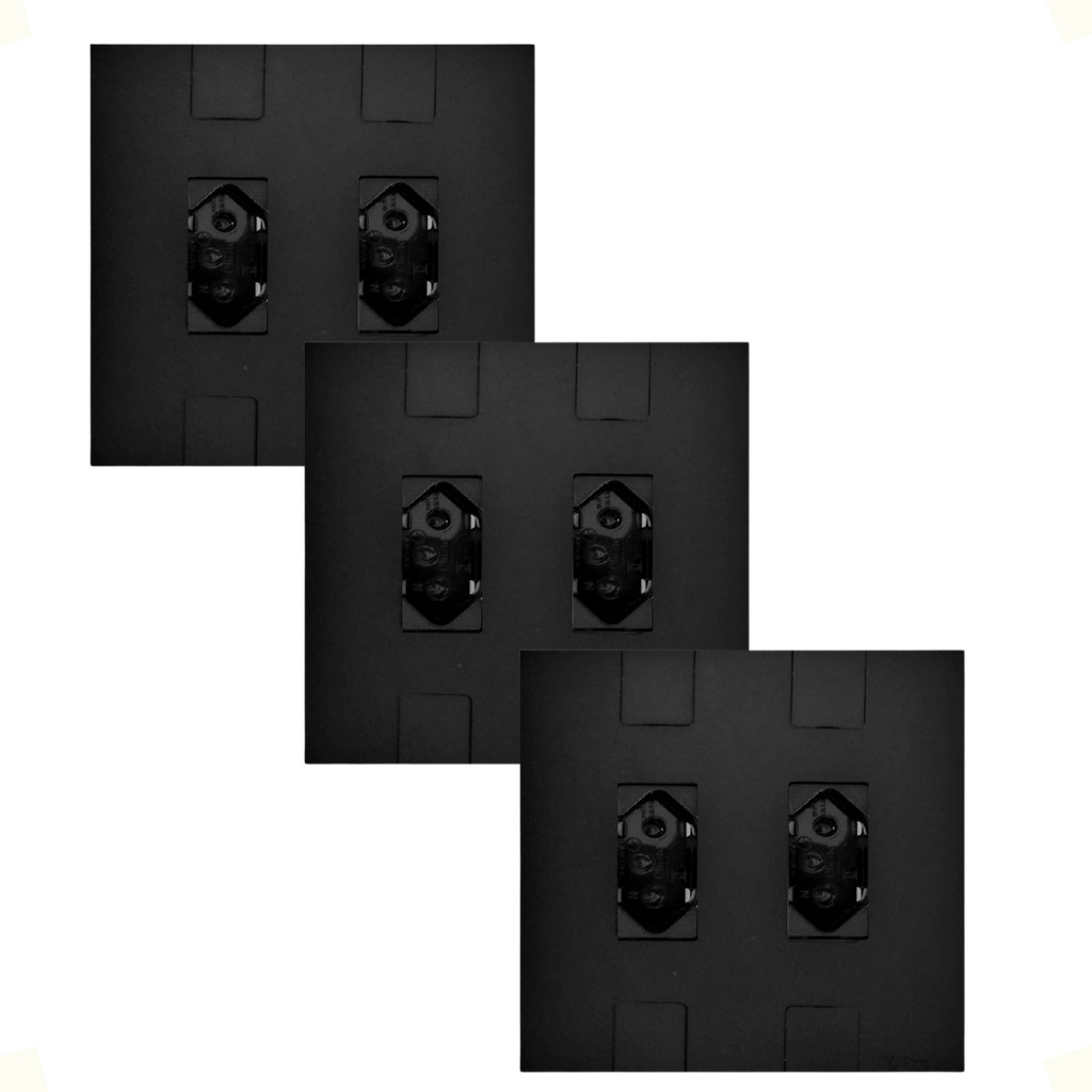 Kit 3 Conjunto de Tomada 10A 2p+T 4x4 Pluzie Caprice Preto Fosco