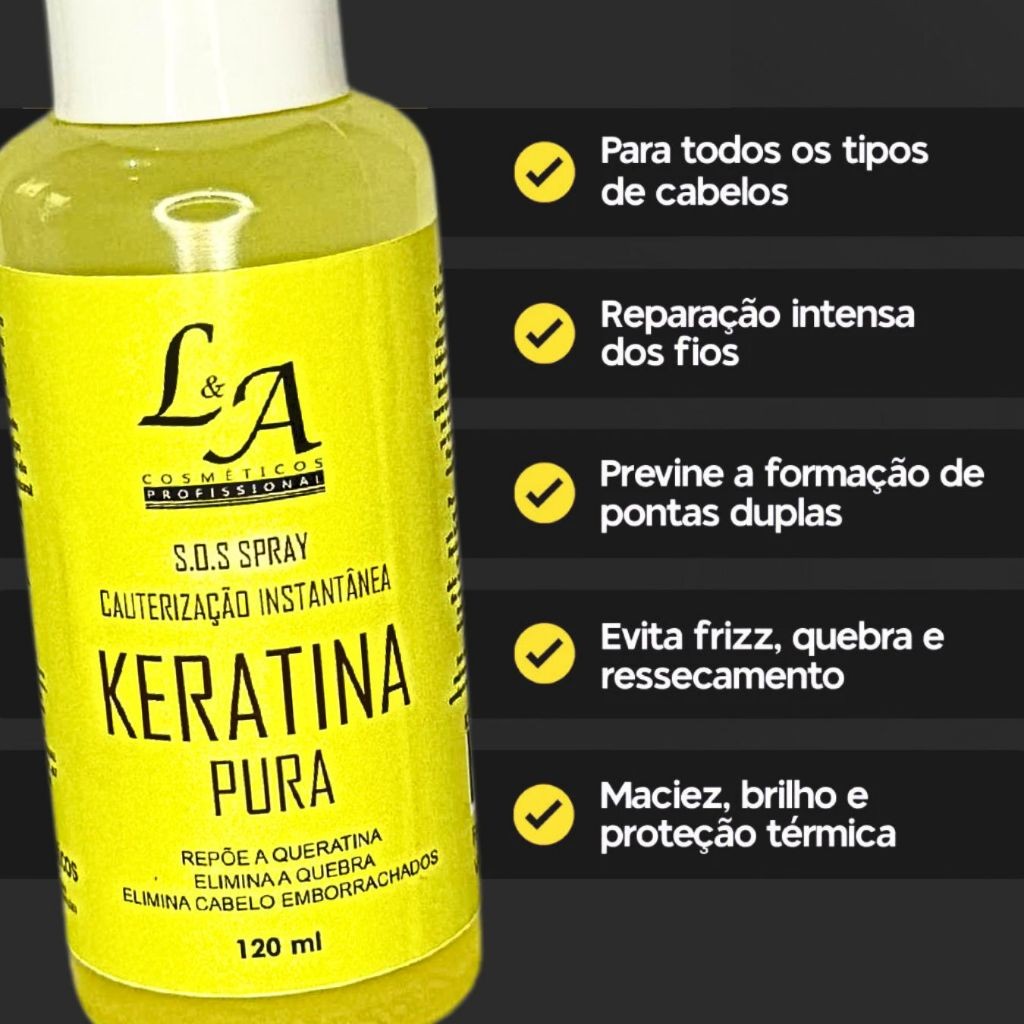 Keratina Liquida Pura Hidrolisada Reparação e Reconstrução Intensa e Extra Brilho Queratina  120ML em Oferta na Shopee