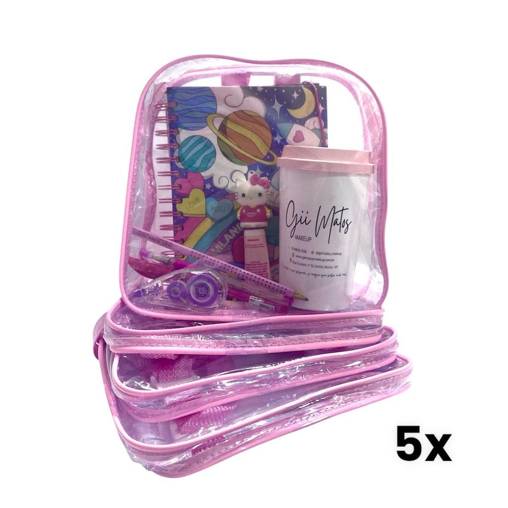 KIT COM 5 MINI MOCHILA infantil transparente escola, praia, viagem, lembrancinhas em Oferta na Shopee