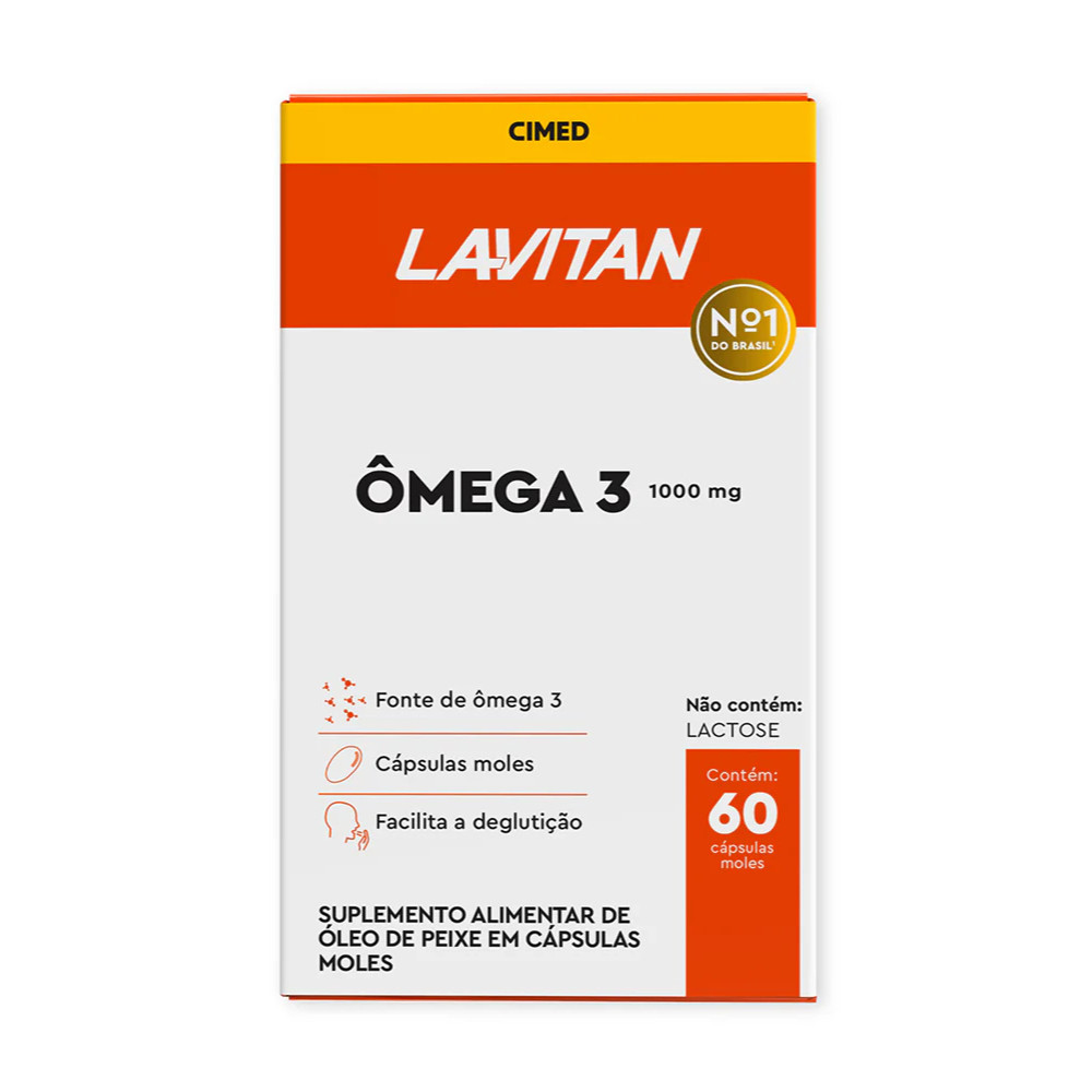Lavitan Ômega 3 1000mg 60 Caps Sabor Sem Sabor