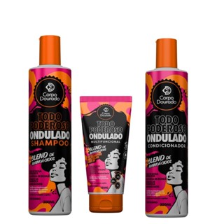 Kit Todo Poderoso Ondulado Cabelos 2A a 2C Corpo Dourado – Shampoo, Condicionador e Multifuncional em Oferta na Shopee