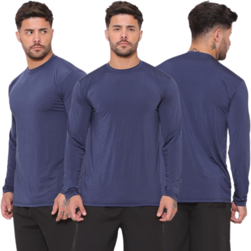Conjunto 3 Camisas para Homens Manga Comprida Poliéster com Elastano