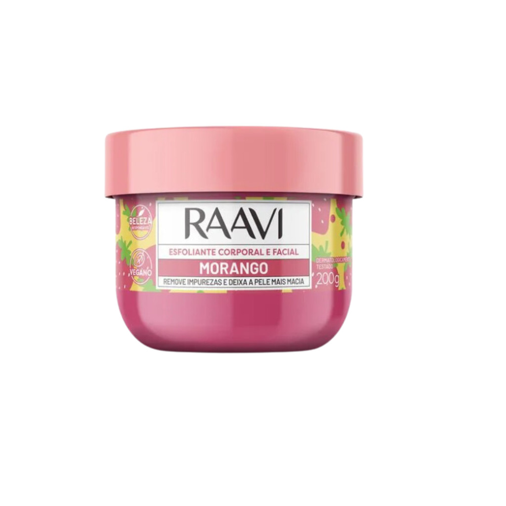 Esfoliante Raavi Corporal e Facial Morango 200g