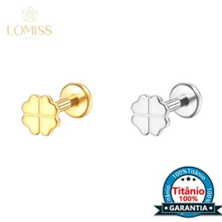 Lomiss Piercing Helix Tragus Conch Labret Titânio Trevo 4 Folhas
