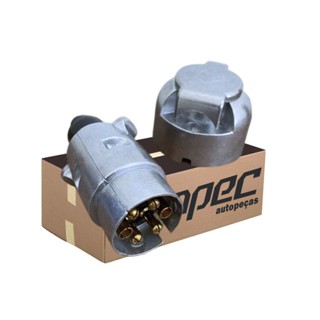 Kit Tomada Macho Femea Reboque Carretinha Plug Engate Alumínio 6 Pinos/ Polos em Oferta na Shopee