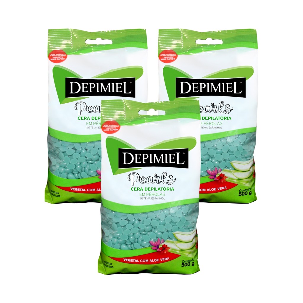 Kit 3 Cera Depilatória Vegetal Aloe Vera Espanhol Depimiel em Oferta na Shopee
