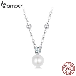 Bamoer 925 Sterling Sliver Colar Moissanite Pérola Joias Presentes Para Mulheres