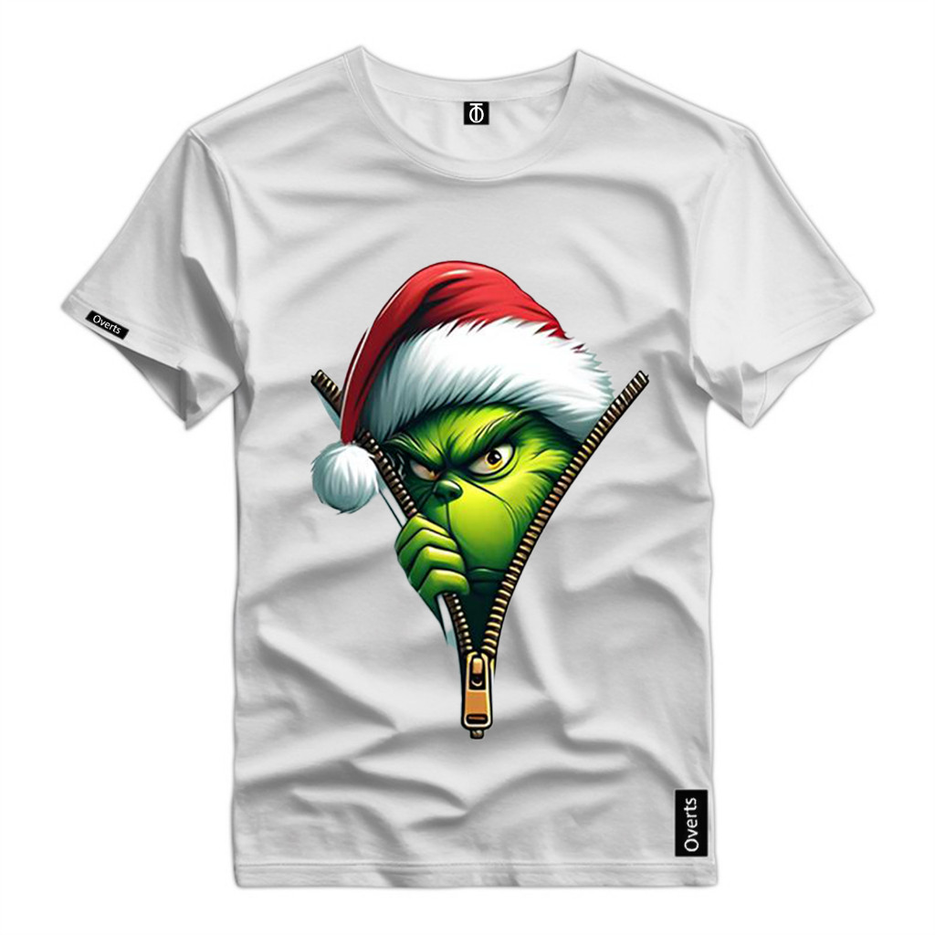 Camiseta Unissex Personagem Grinch Natal Gorro 2024 Camisa Estampada