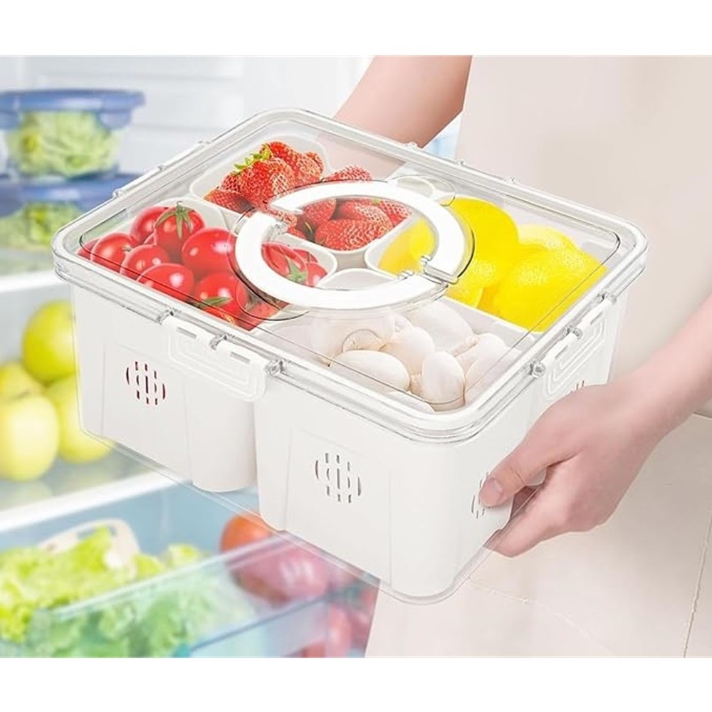Pote Organizador de Geladeira Multiuso Hermético Com Tampa e Alça