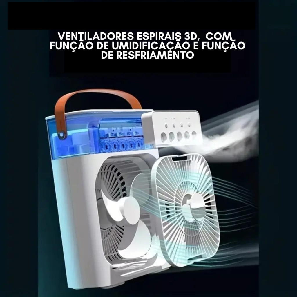 Mini Ar Condicionado Umidificador Climatizador Ventilador Agua Com LED Portátil Super Gelado