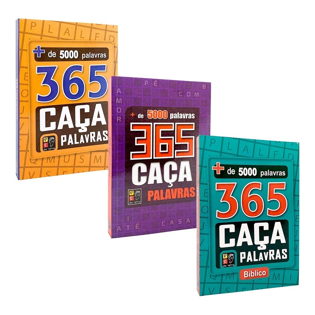 Kit com 3 livros 365 Caça Palavras + de 15 mil Palavras em Oferta na Shopee