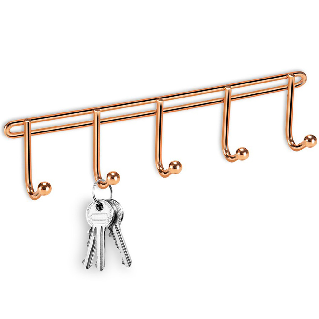 Suporta Porta Chave Bolsa de Parede 5 Ganchos Aramado Cabide Pendurar Rose Gold Arthi - Home & Living