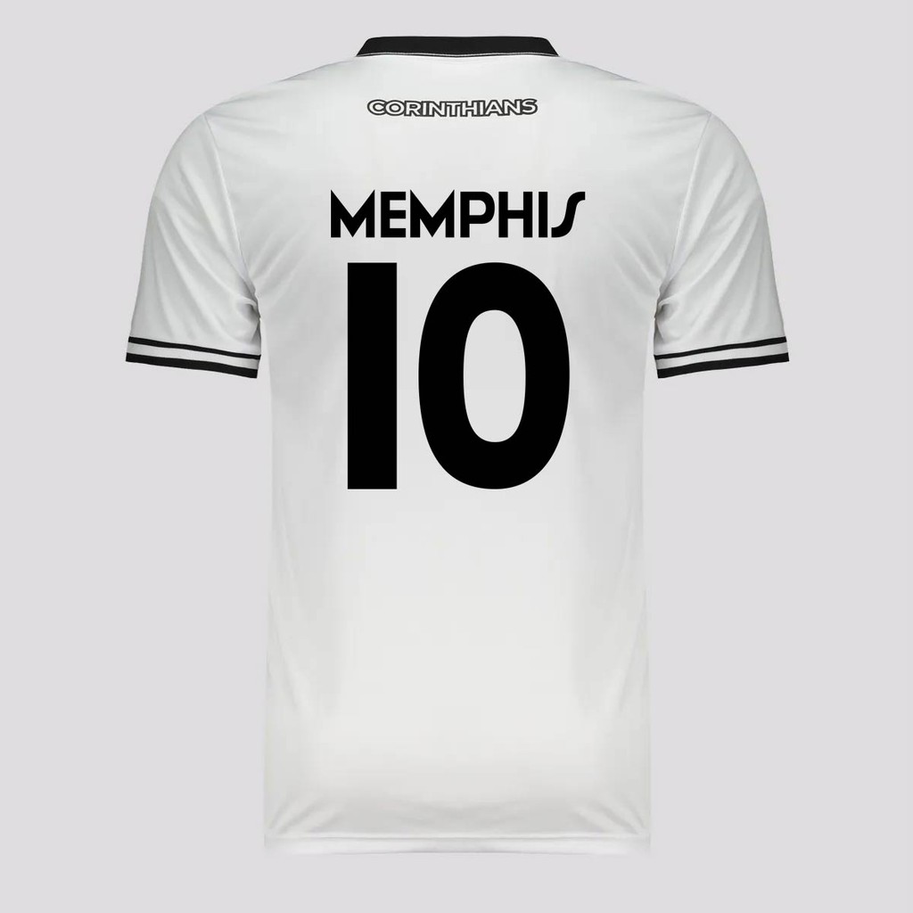 Camisa Corinthians Logo Branca 10 Memphis em Oferta na Shopee