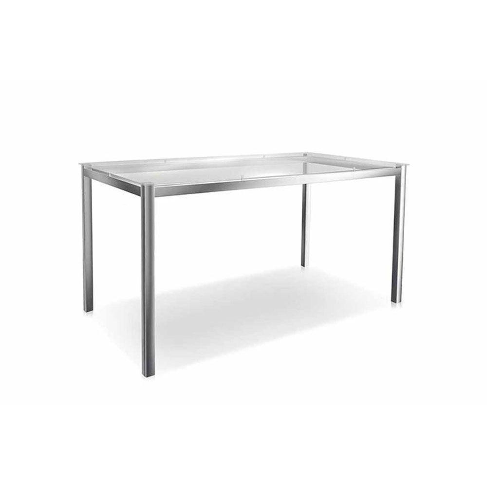 Mesa de Sala Jantar Reno M001 Aço c/ Tampo de Vidro 150x80cm Cromado - Kappesberg em Oferta na Shopee