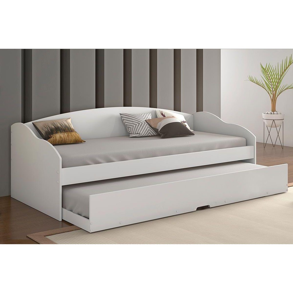 Sofá Cama Solteiro Funny III c/ Auxiliar Branco - Conquista em Oferta na Shopee