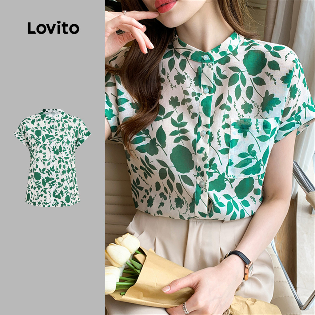 Lovito Blusa Elegante Ditsy Floral Flowers Blusa Verão/Primavera Para Mulheres L129ED248 - Women Clothes